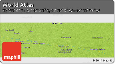 Physical Panoramic Map of the Area around 22° 33' 23" S, 61° 7' 30" W
