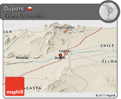 Shaded Relief Panoramic Map of Dupont