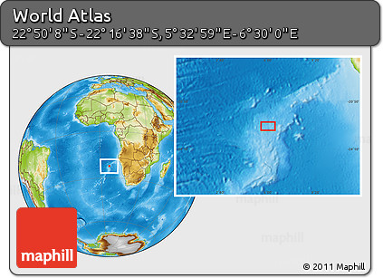 Physical Location Map of the Area around 22° 33' 23" S, 6° 1' 30" E