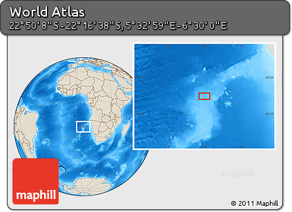 Shaded Relief Location Map of the Area around 22° 33' 23" S, 6° 1' 30" E
