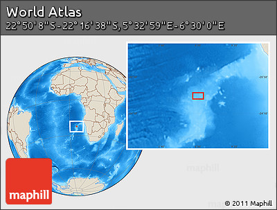 Shaded Relief Location Map of the Area around 22° 33' 23" S, 6° 1' 30" E