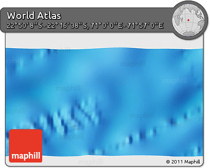 Physical 3D Map of the Area around 22° 33' 23" S, 71° 28' 29" E