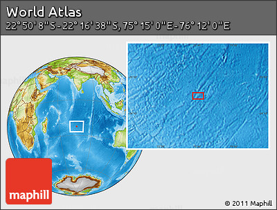Physical Location Map of the Area around 22° 33' 23" S, 75° 43' 29" E