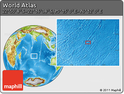 Physical Location Map of the Area around 22° 33' 23" S, 75° 43' 29" E