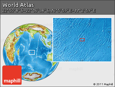 Physical Location Map of the Area around 22° 33' 23" S, 76° 34' 29" E