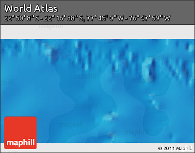 Political 3D Map of the Area around 22° 33' 23" S, 77° 16' 30" W