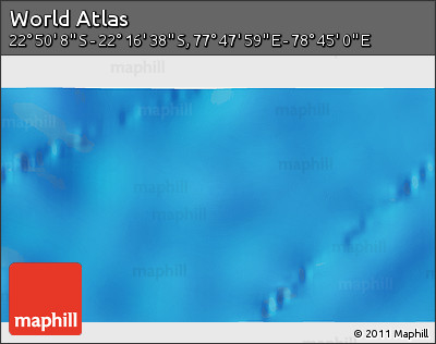 Physical 3D Map of the Area around 22° 33' 23" S, 78° 16' 30" E