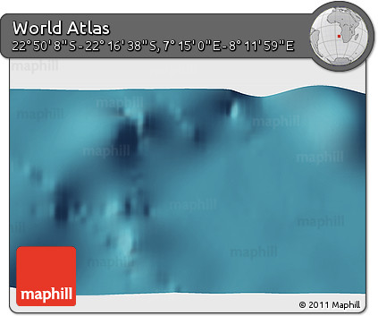 Satellite 3D Map of the Area around 22° 33' 23" S, 7° 43' 29" E
