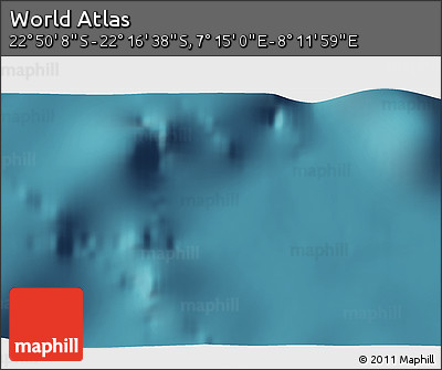 Satellite 3D Map of the Area around 22° 33' 23" S, 7° 43' 29" E