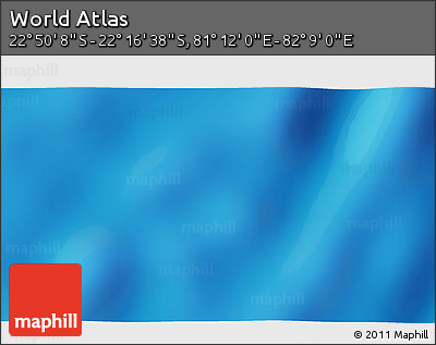 Physical 3D Map of the Area around 22° 33' 23" S, 81° 40' 30" E