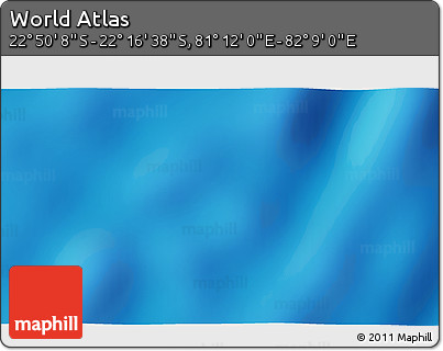 Physical 3D Map of the Area around 22° 33' 23" S, 81° 40' 30" E