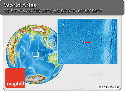 Physical Location Map of the Area around 22° 33' 23" S, 83° 22' 30" E