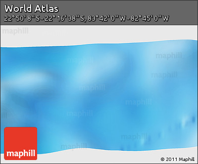 Shaded Relief 3D Map of the Area around 22° 33' 23" S, 83° 13' 29" W