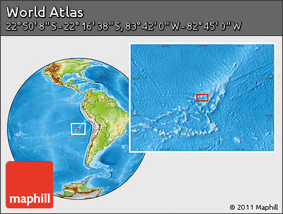 Physical Location Map of the Area around 22° 33' 23" S, 83° 13' 29" W