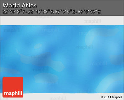 Physical 3D Map of the Area around 22° 33' 23" S, 87° 37' 30" E