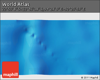 Physical 3D Map of the Area around 22° 33' 23" S, 91° 52' 30" E