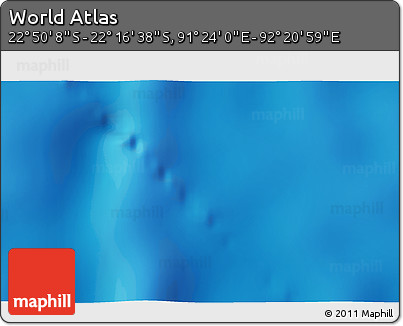 Physical 3D Map of the Area around 22° 33' 23" S, 91° 52' 30" E