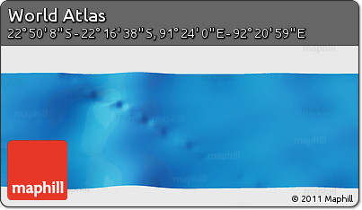 Physical Panoramic Map of the Area around 22° 33' 23" S, 91° 52' 30" E