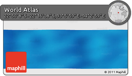 Physical Panoramic Map of the Area around 22° 33' 23" S, 93° 34' 29" E