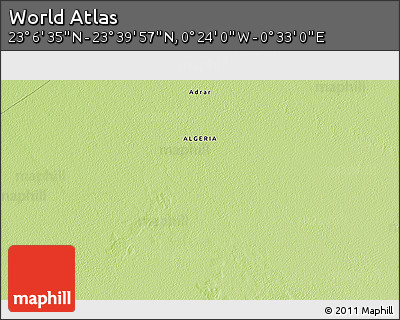 Physical 3D Map of the Area around 23° 23' 16" N, 0° 4' 30" E