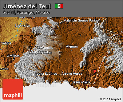 Physical Panoramic Map of Jiménez Del Teul