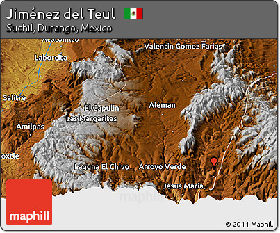 Physical Panoramic Map of Jiménez Del Teul