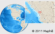 Shaded Relief Location Map of the area around 23° 23' 16" N, 105° 19' 29" W