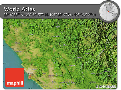 Satellite Map of the Area around 23° 23' 16" N, 106° 10' 30" W
