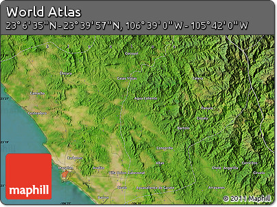 Satellite Map of the Area around 23° 23' 16" N, 106° 10' 30" W