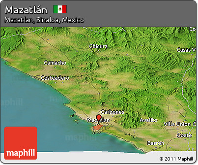 Satellite Panoramic Map of Mazatlán