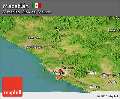 Satellite Panoramic Map of Mazatlán