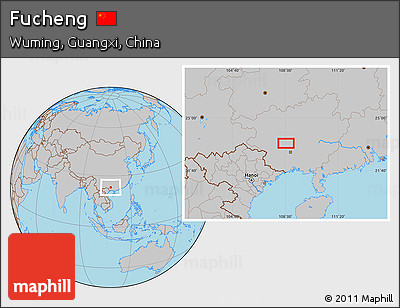 Gray Location Map of Fucheng