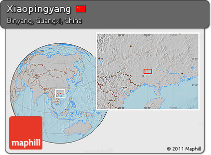 Gray Location Map of Xiaopingyang, hill shading