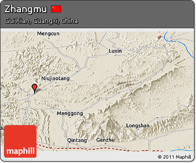 Shaded Relief Panoramic Map of Zhangmu