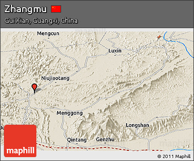 Shaded Relief Panoramic Map of Zhangmu