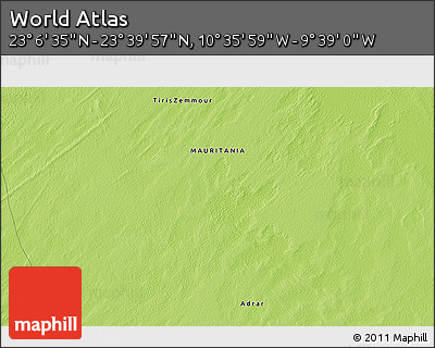 Physical 3D Map of the Area around 23° 23' 16" N, 10° 7' 30" W
