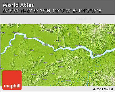 Physical 3D Map of the Area around 23° 23' 16" N, 110° 34' 29" E
