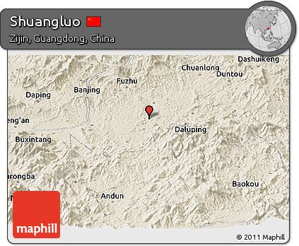 Shaded Relief Panoramic Map of Shuangluo