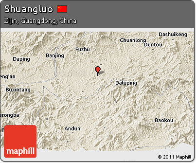 Shaded Relief Panoramic Map of Shuangluo
