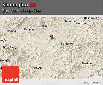 Shaded Relief Panoramic Map of Shuangluo
