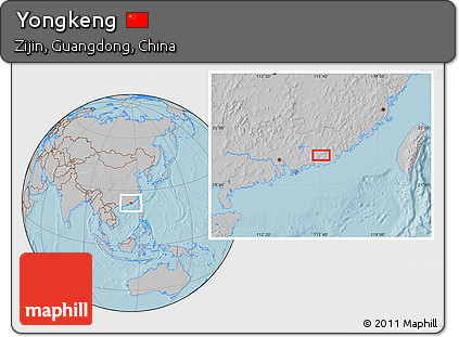 Gray Location Map of Yongkeng, hill shading