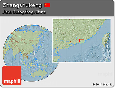 Savanna Style Location Map of Zhangshukeng, hill shading