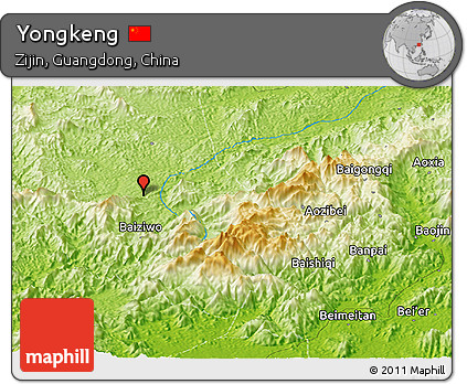 Physical Panoramic Map of Yongkeng
