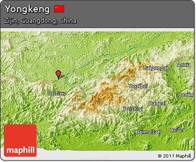 Physical Panoramic Map of Yongkeng