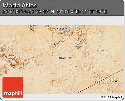 Satellite 3D Map of the Area around 23° 23' 16" N, 11° 7' 30" E