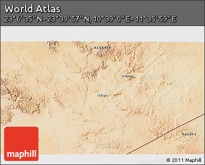 Satellite 3D Map of the Area around 23° 23' 16" N, 11° 7' 30" E