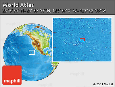 Physical Location Map of the Area around 23° 23' 16" N, 124° 1' 30" W