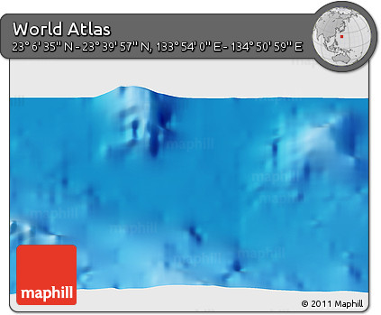 Physical 3D Map of the Area around 23° 23' 16" N, 134° 22' 30" E