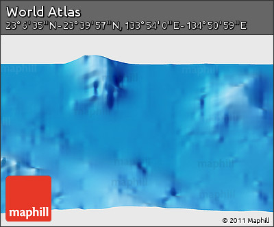 Physical 3D Map of the Area around 23° 23' 16" N, 134° 22' 30" E