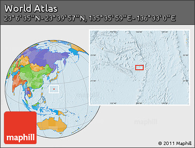 Political Location Map of the Area around 23° 23' 16" N, 136° 4' 29" E